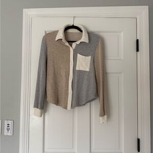 Vici Colorblock Cardigan - Gray and Tan